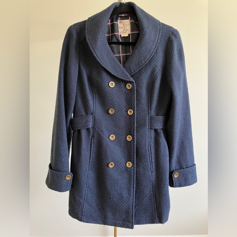 Tulle Double-Breasted Pea Coat
